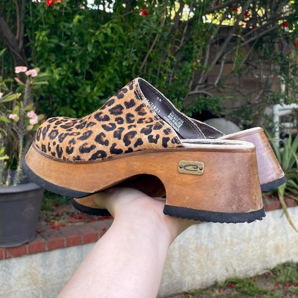 vintage leopard platform clogs size 8 - Picture 2 of 4